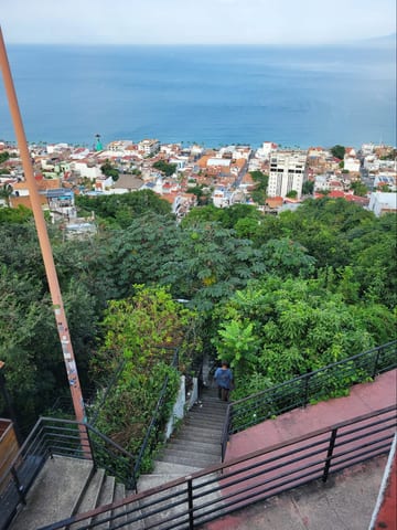 The Puerto Vallarta waterfront and malecon seen from above