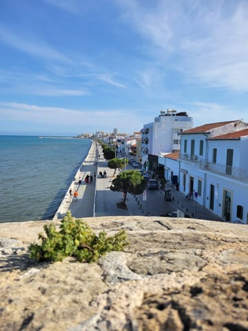 Larnaca's waterfront promenade viewed from the fort